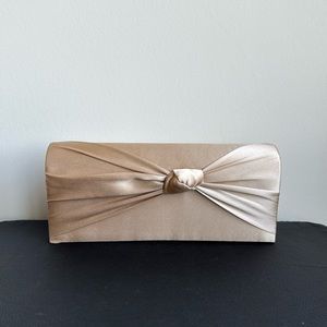 Gold Tan Satin Clutch